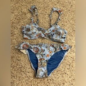 Chelsea and Violet Floral Blue Medium Bikini Set
